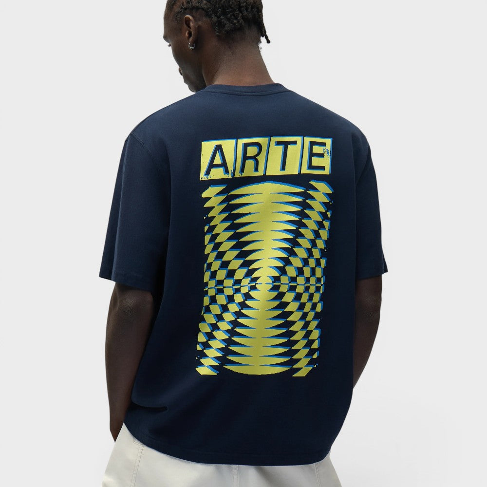 Arte Antwerp Abstract Back Print T-shirt Navy Ss26-139t-navy