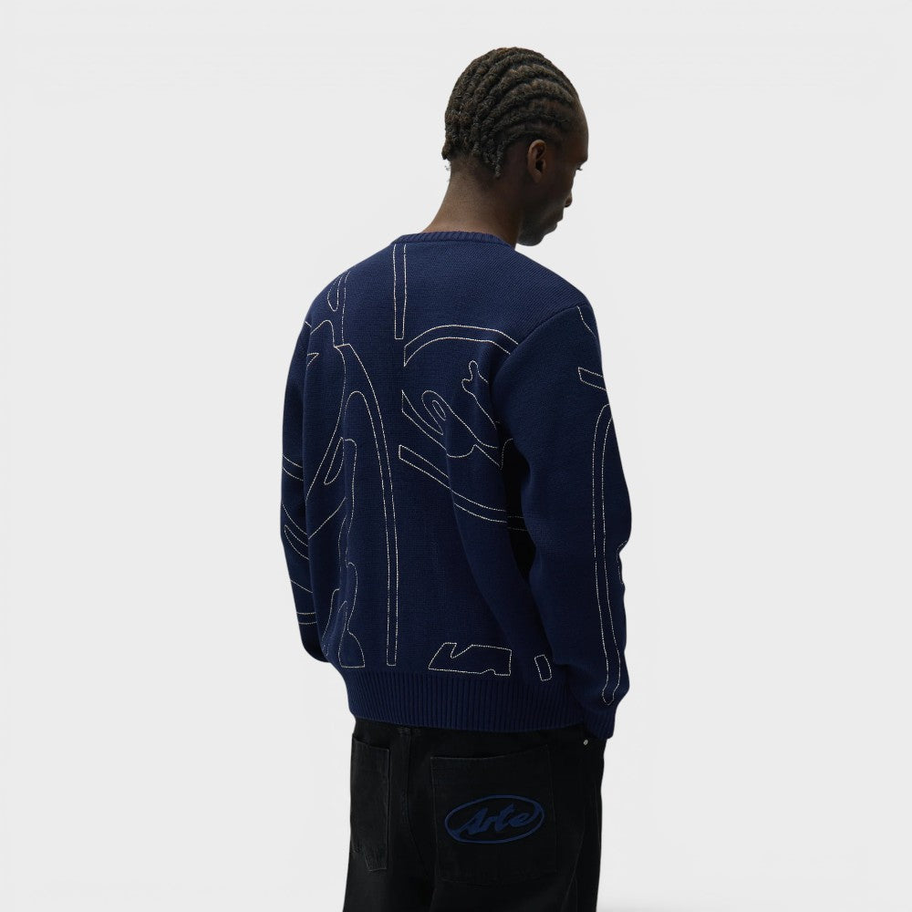 Arte Antwerp Allover Circle Logo Knit Navy Ss26-179k-navy