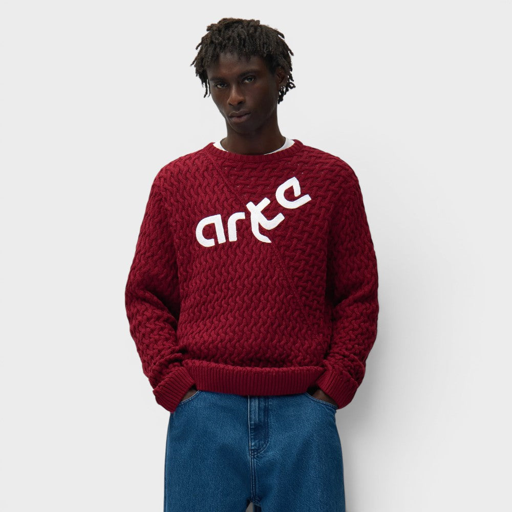 Arte Antwerp Distorted Logo Sweater Bordeaux Ss26-091k-1-bordeaux