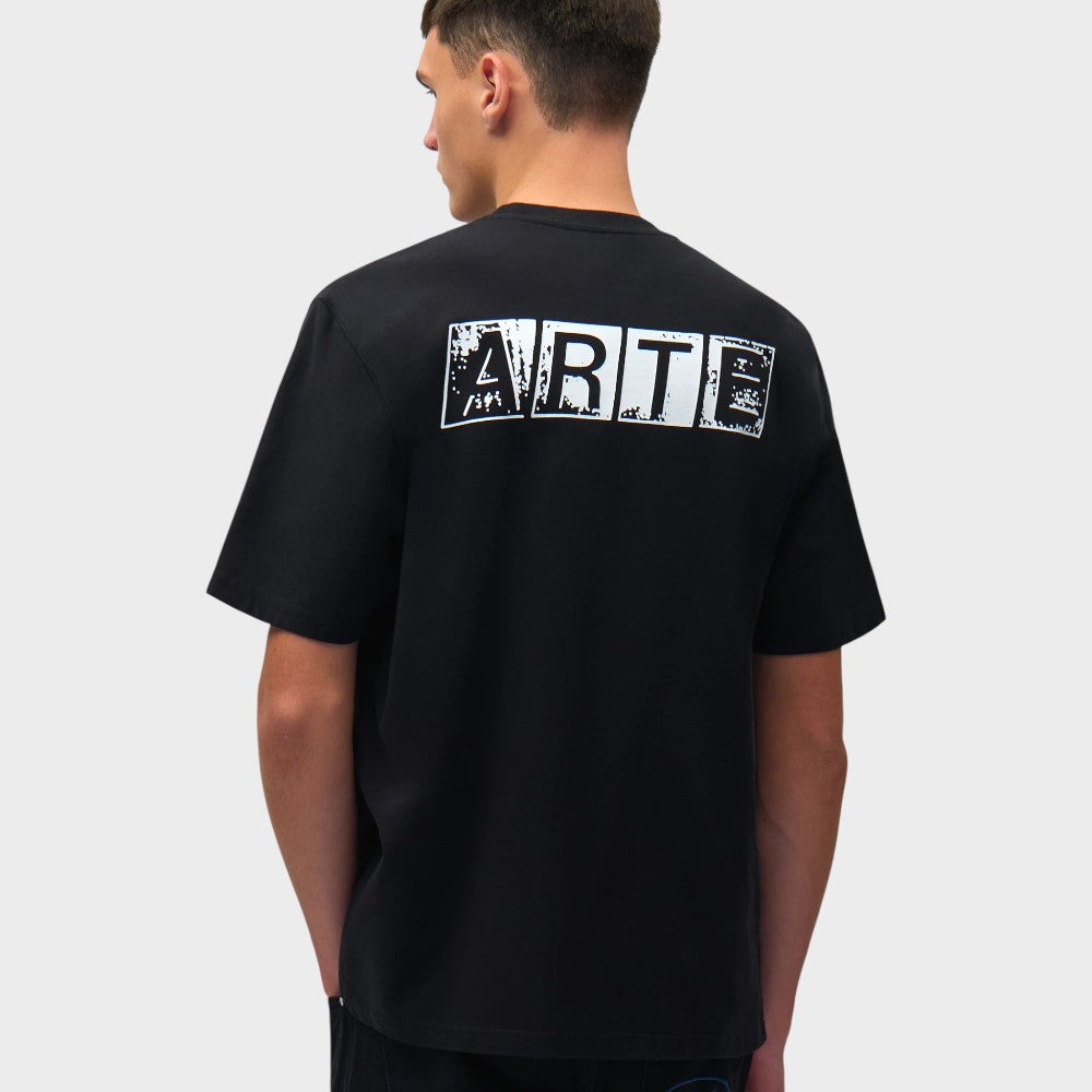 Arte Antwerp Faded Back Print T-shirt Black Ss26-142t-black