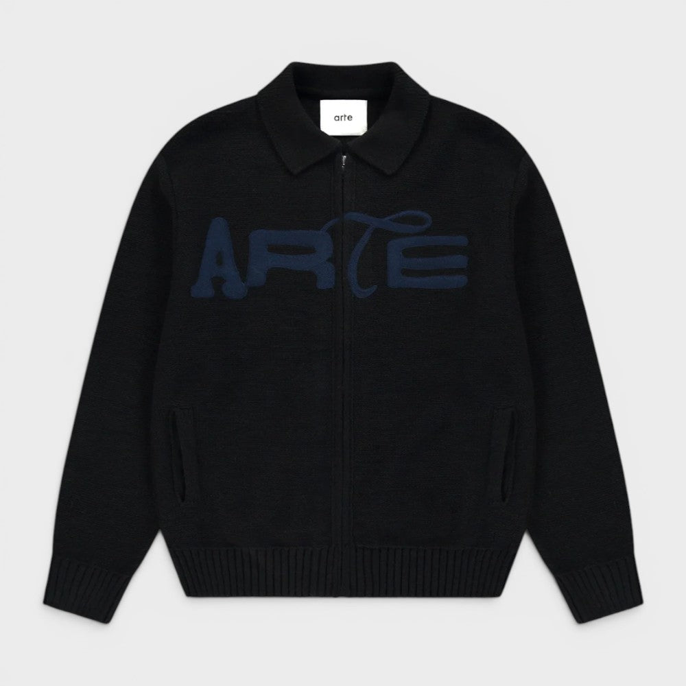Arte Antwerp Stencil Zip Cardigan Black Aw26-021k