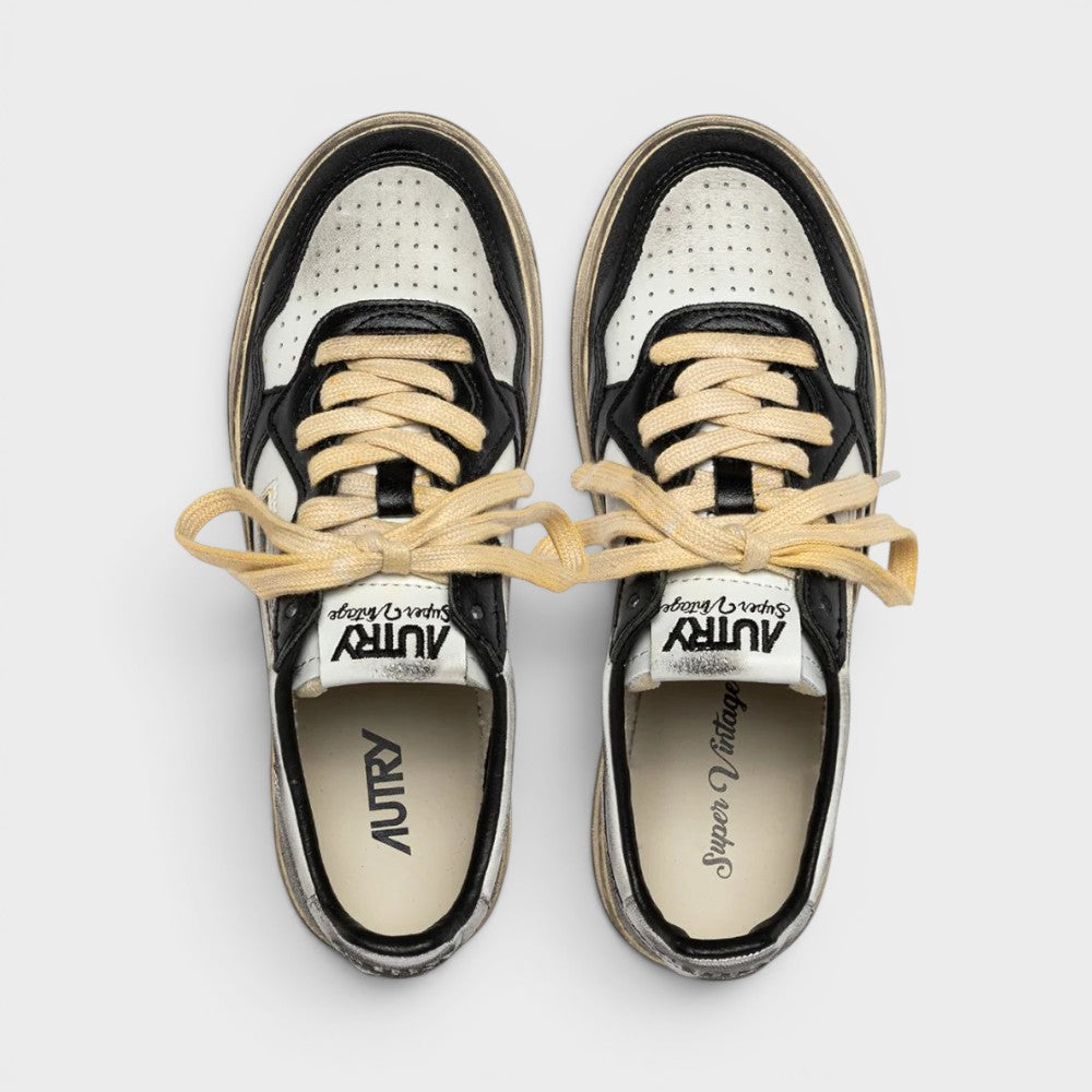 Autry Sup Vint Low White Black Silver A1unavlmsv11