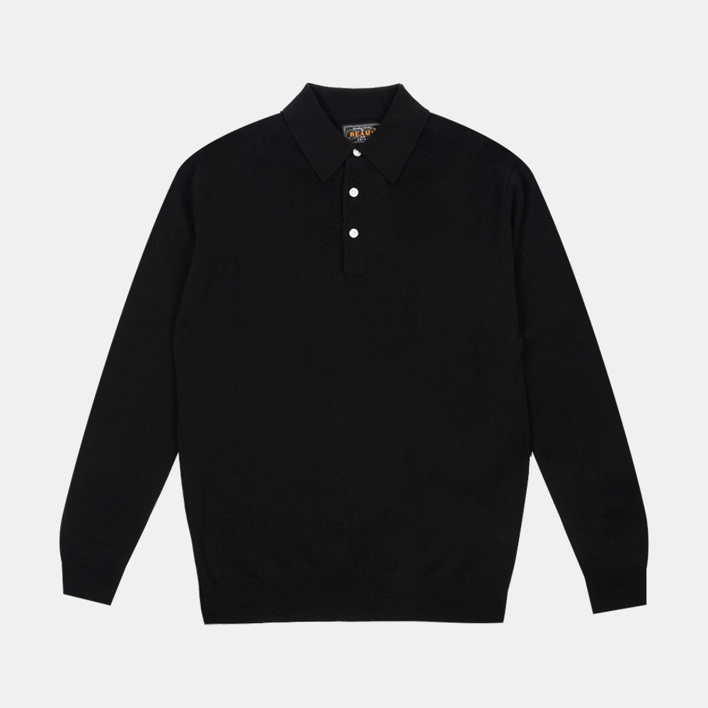 Beams+ Knit Polo 12g Black 38120005156