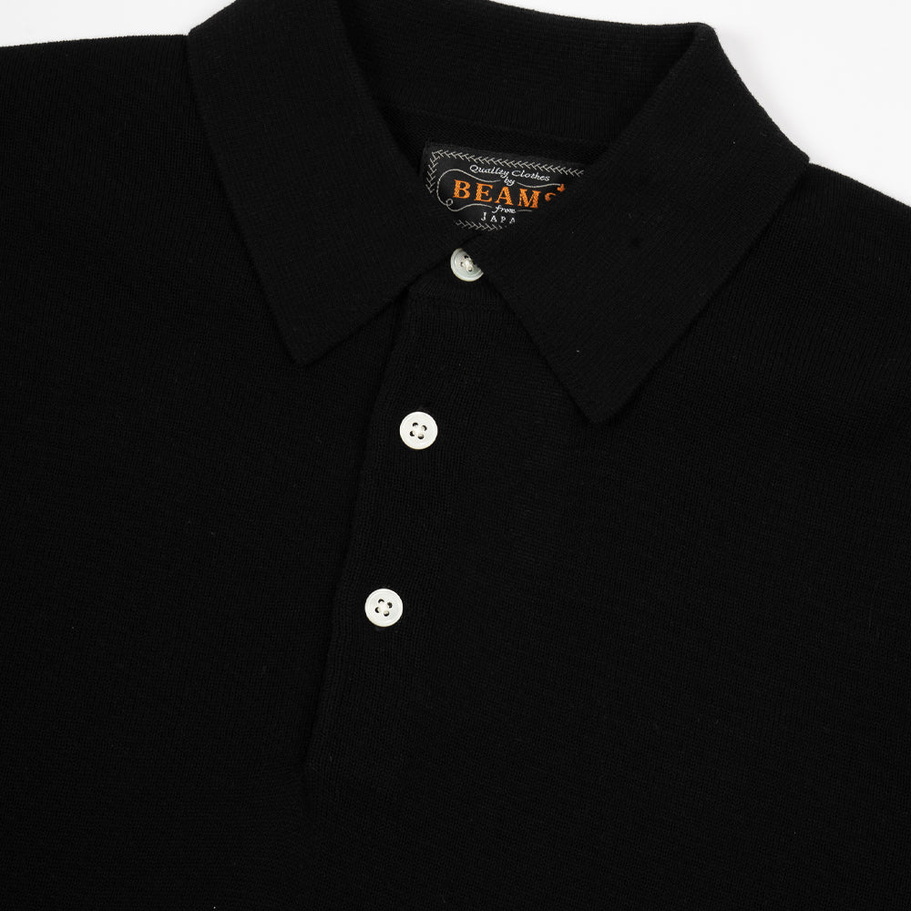 Beams+ Knit Polo 12g Black 38120005156
