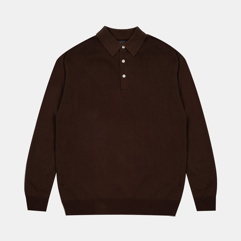 Beams+ Knit Polo 12g Brown 38120005156