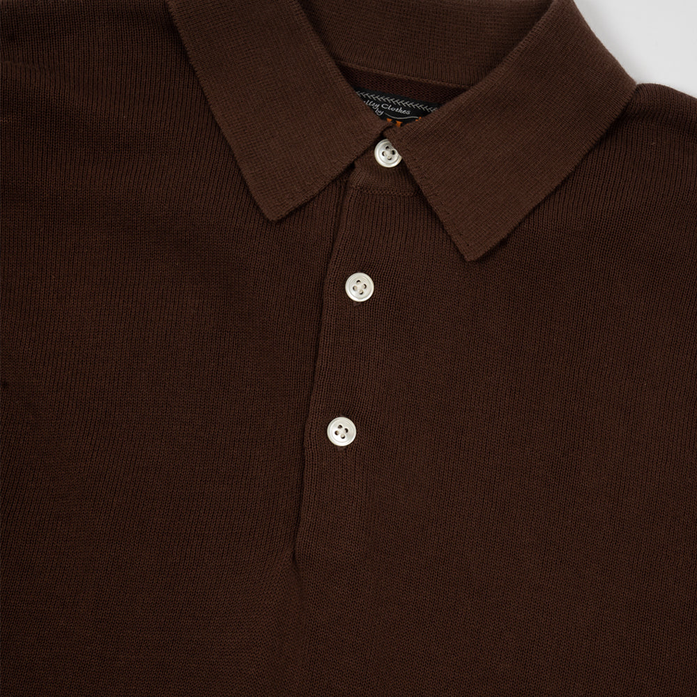 Beams+ Knit Polo 12g Brown 38120005156