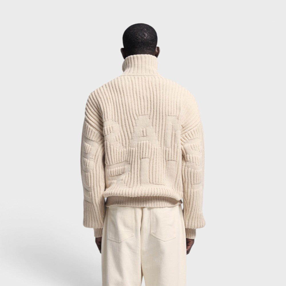 Bram's Fruit Fisherman Quarter Zip Knit Beige 2035-beige