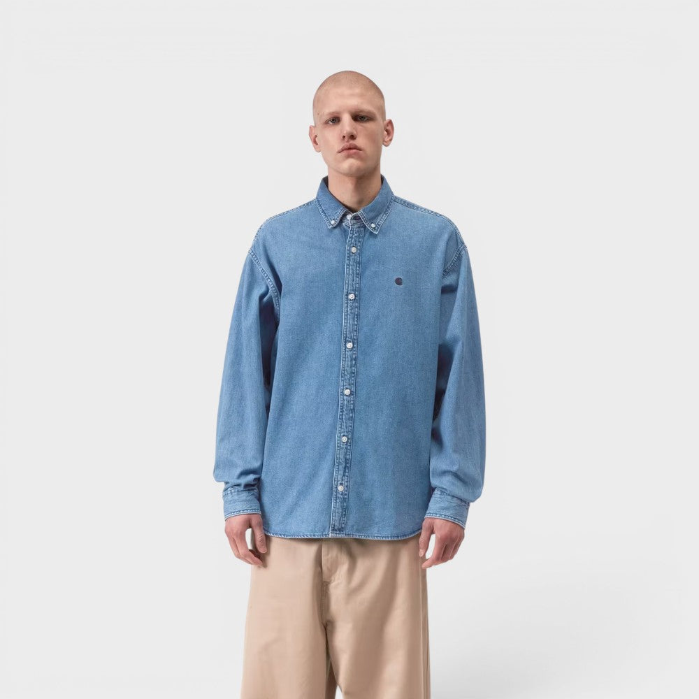 Carhartt Wip L/S Lucas Shirt Blue Stone Washed I034525-01-06