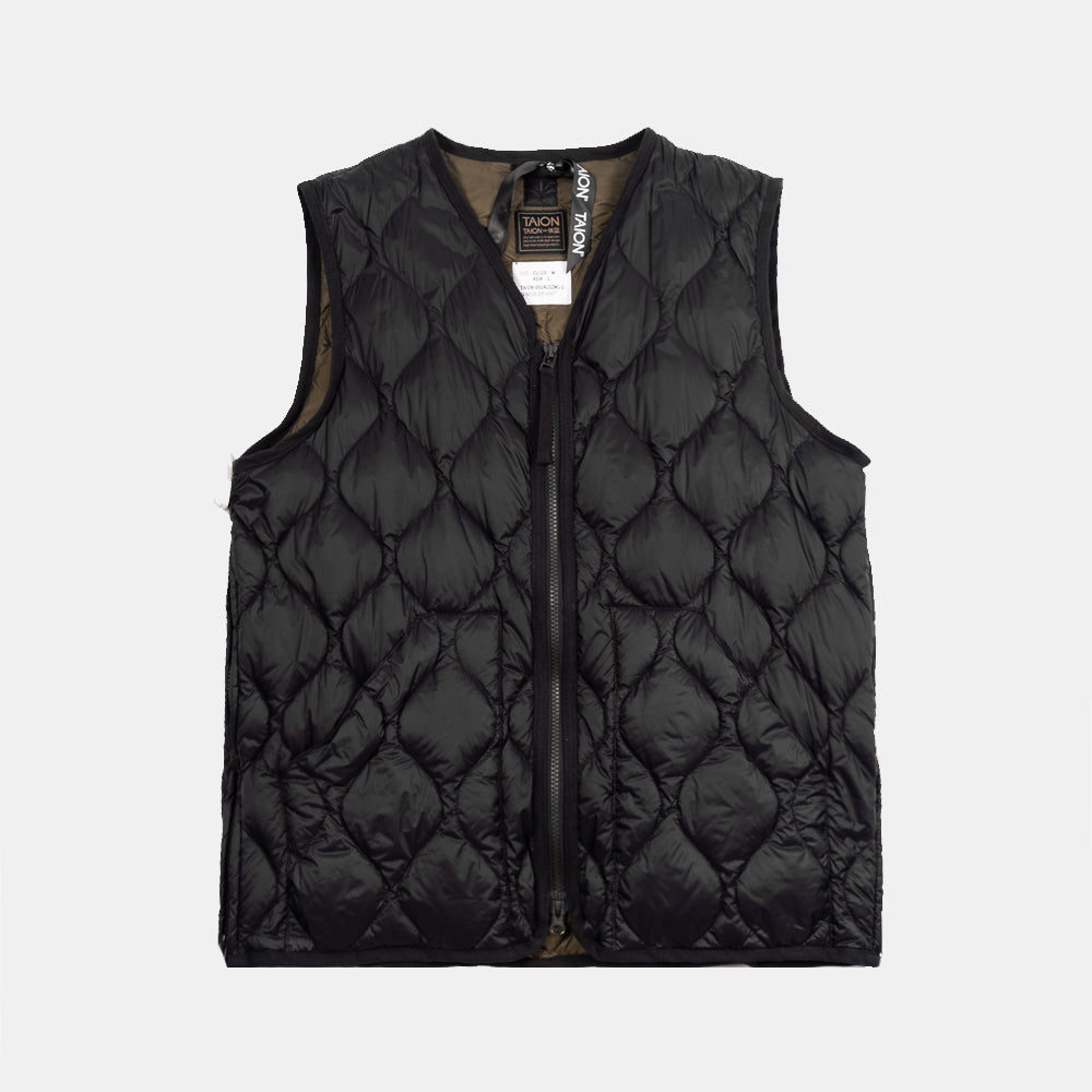 Taion Military Zip V-neck Down Vest Black Taion-001alszml-1