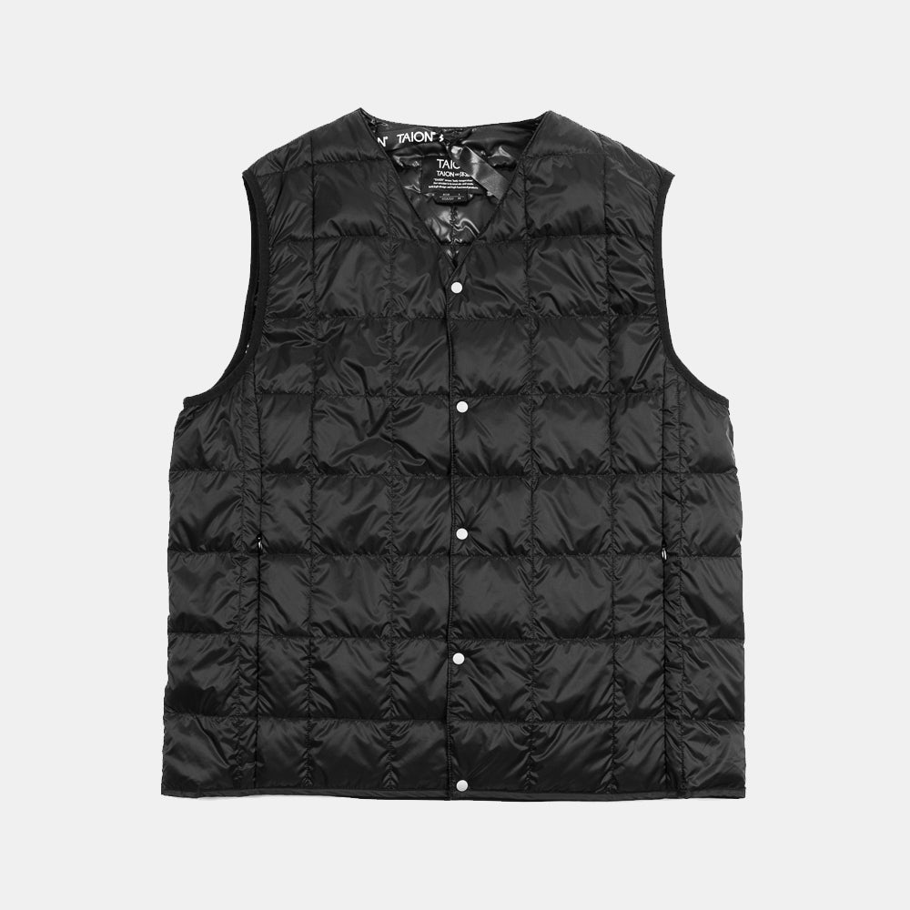 Taion V Neck Button Down Vest Black Taion-001