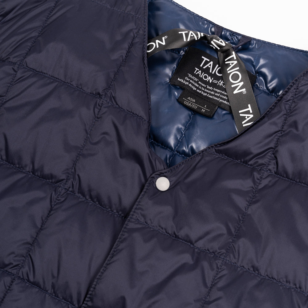 Taion V Neck Button Down Vest Navy Taion-001