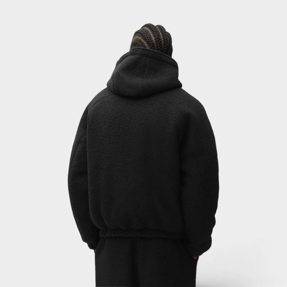 Arte Antwerp Boiled Wool Hooded Jacket Black Aw26-096j