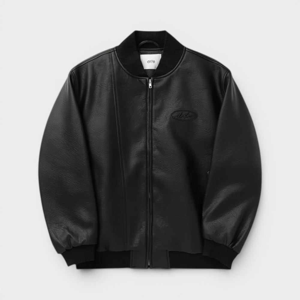 Arte Antwerp Leather Varsity Jacket Black Ss26-063j-black