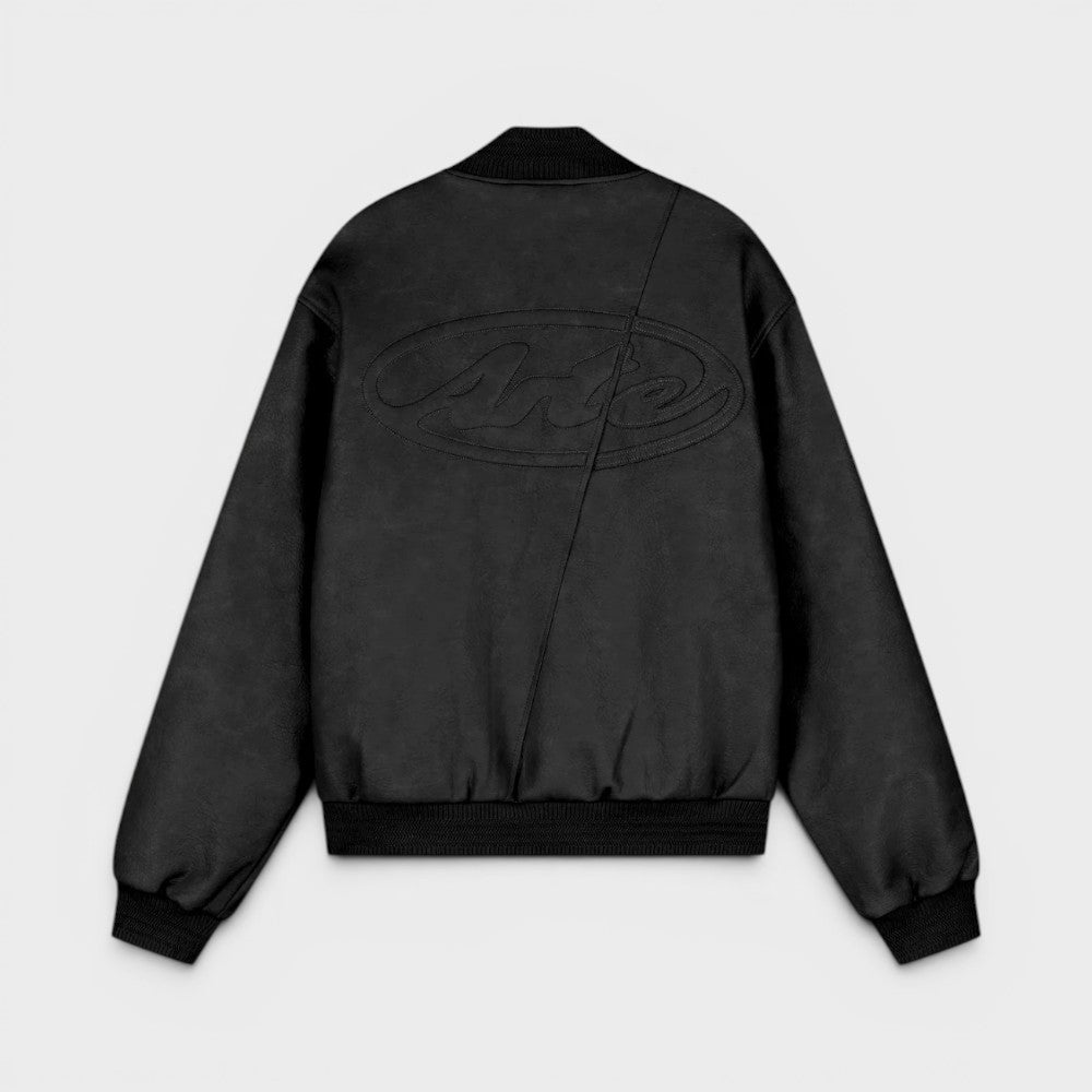 Arte Antwerp Leather Varsity Jacket Black Ss26-063j-black