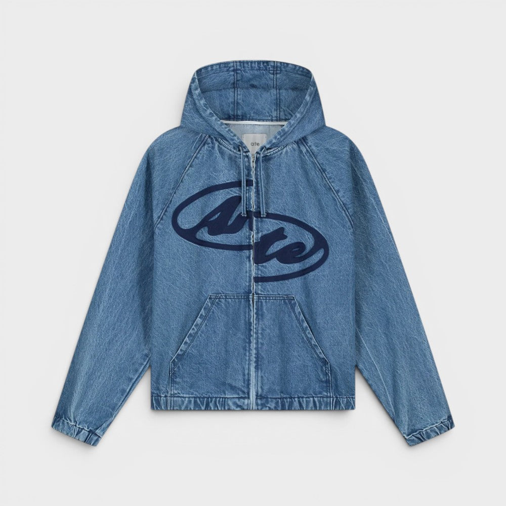Arte Antwerp Split Logo Denim Hood Jacket Navy Ss26-227j-navy