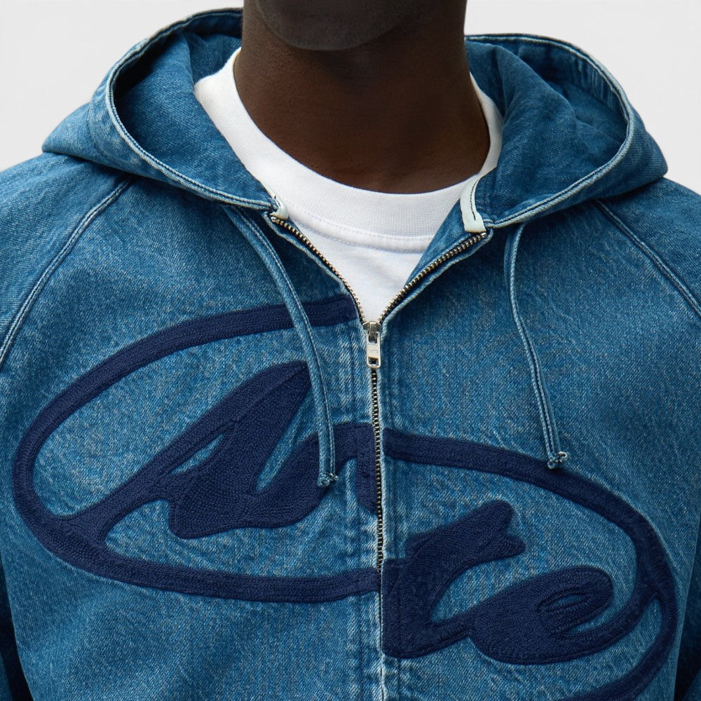 Arte Antwerp Split Logo Denim Hood Jacket Navy Ss26-227j-navy