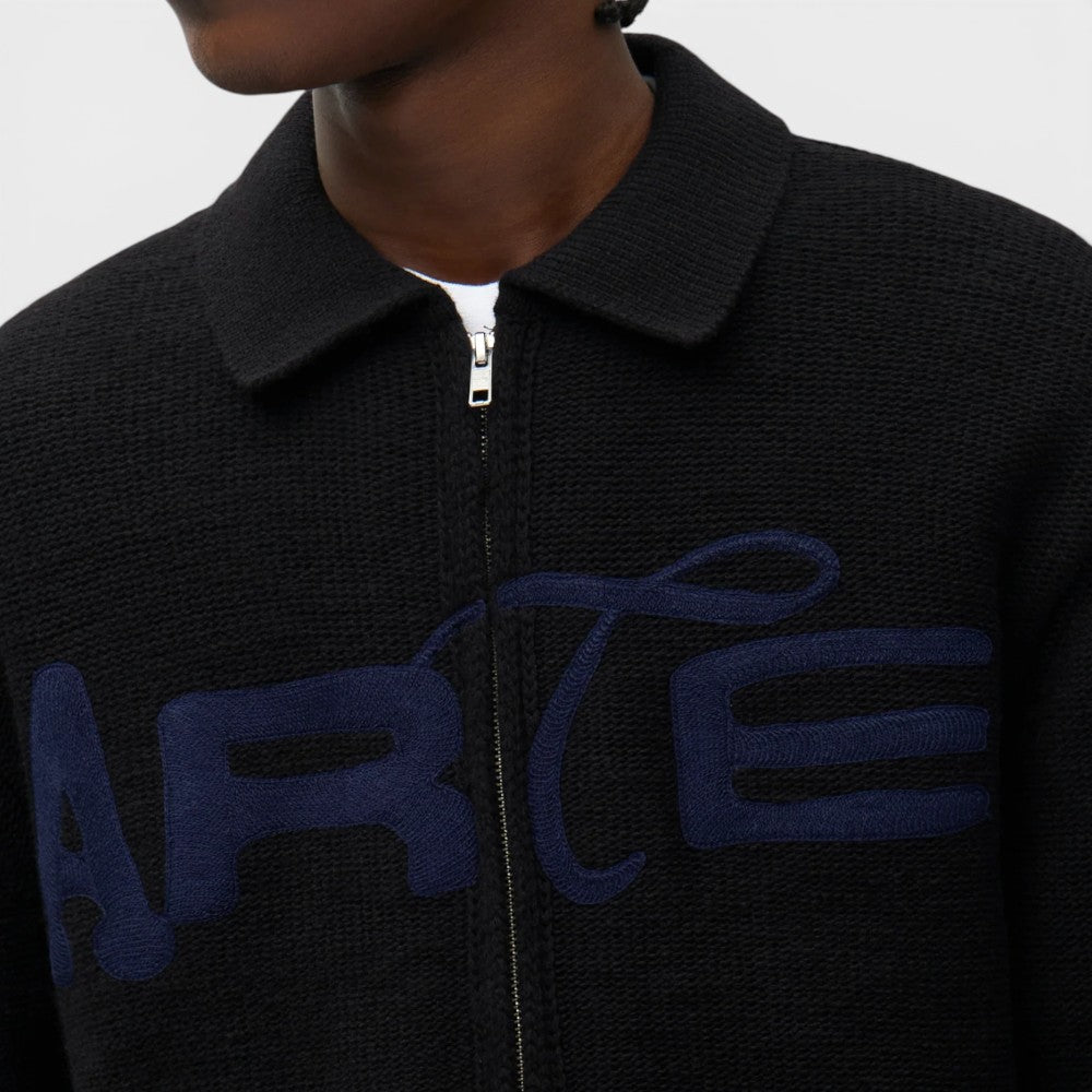 Arte Antwerp Stencil Zip Cardigan Black Aw26-021k