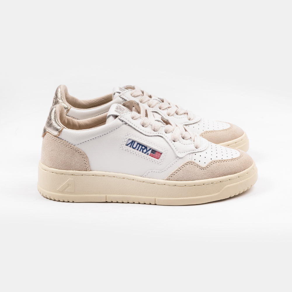 Autry Medalist Low Leat/Suede White/Gold Aulw-ll06