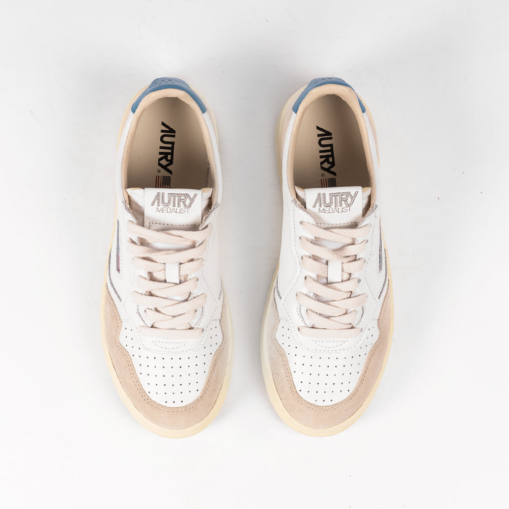 Autry Medalist Low Leather/Suede Wht/Niagara Aulm-ls66