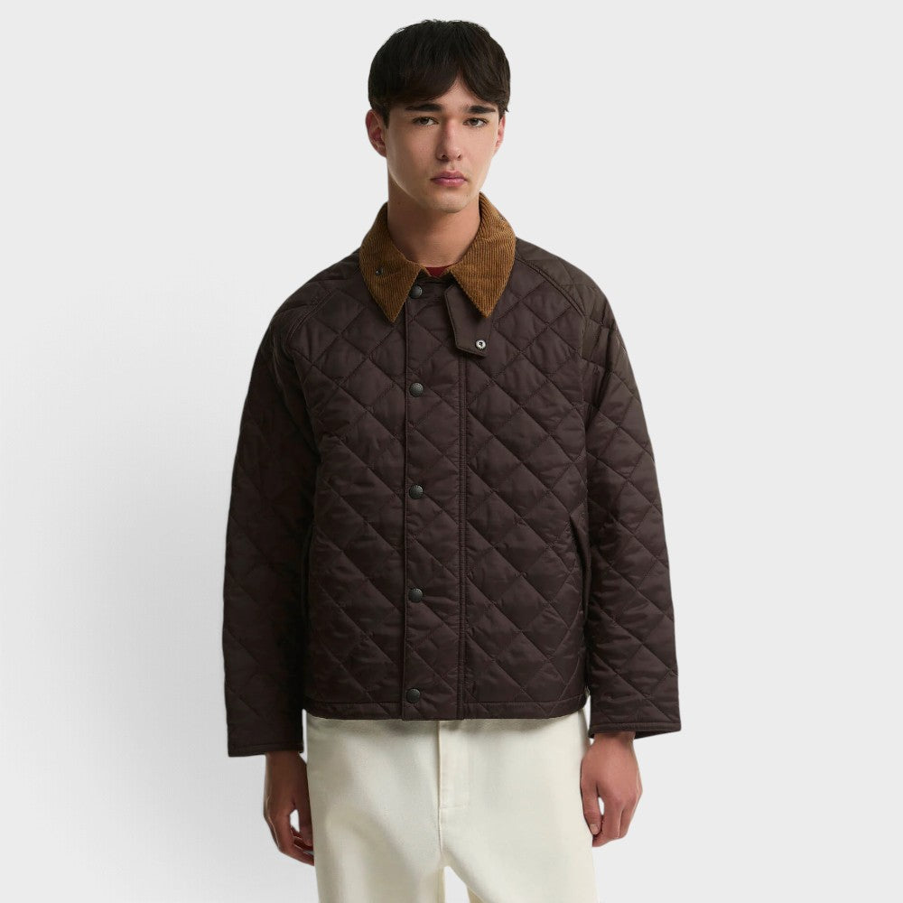 Barbour Os Transport Quilted Jacket Dark Brown Mqu1796br51