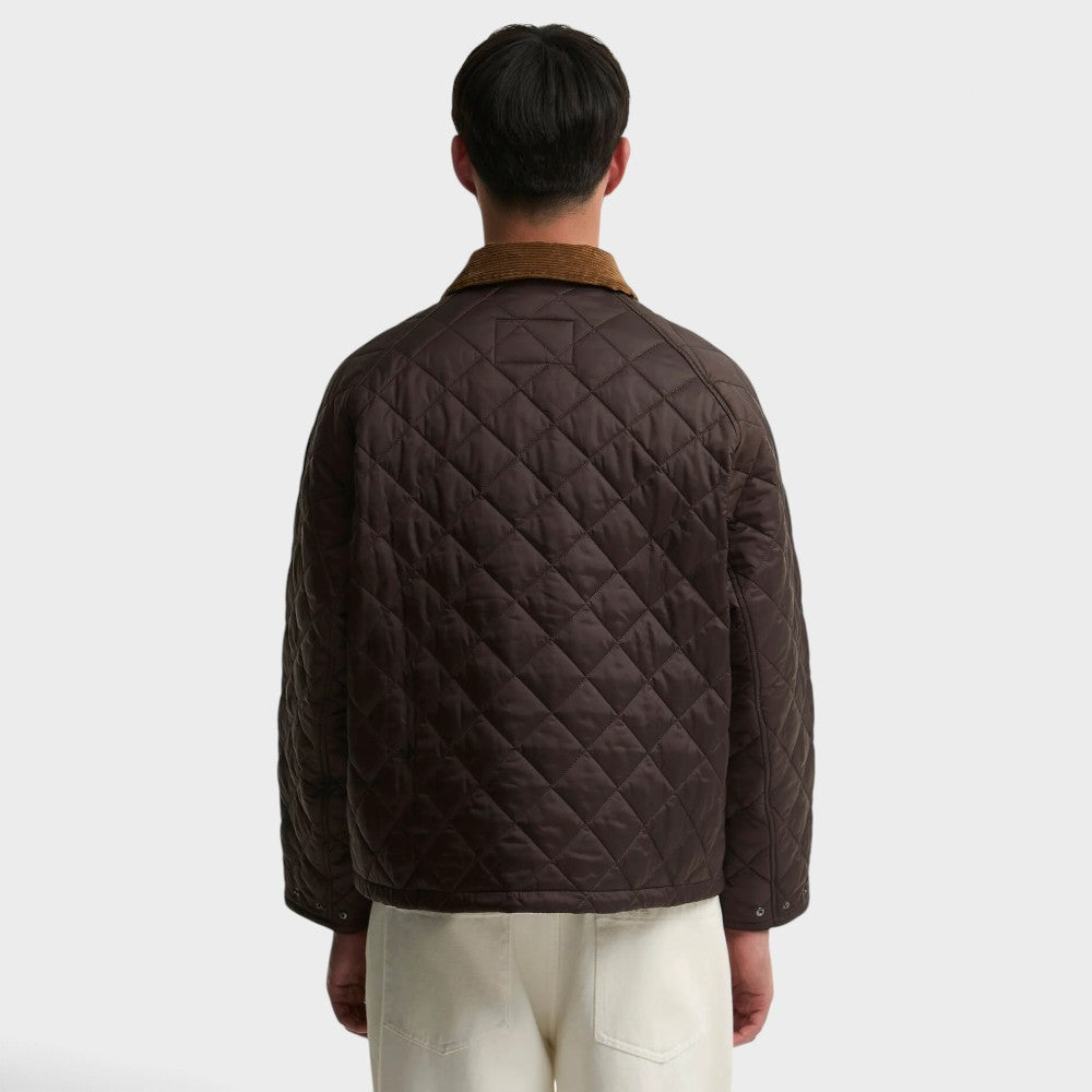 Barbour Os Transport Quilted Jacket Dark Brown Mqu1796br51