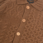 Beams+ Cardigan Alan Patchwork Brown 3815-0149