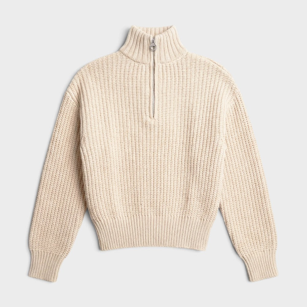 Bram's Fruit Fisherman Quarter Zip Knit Beige 2035-beige
