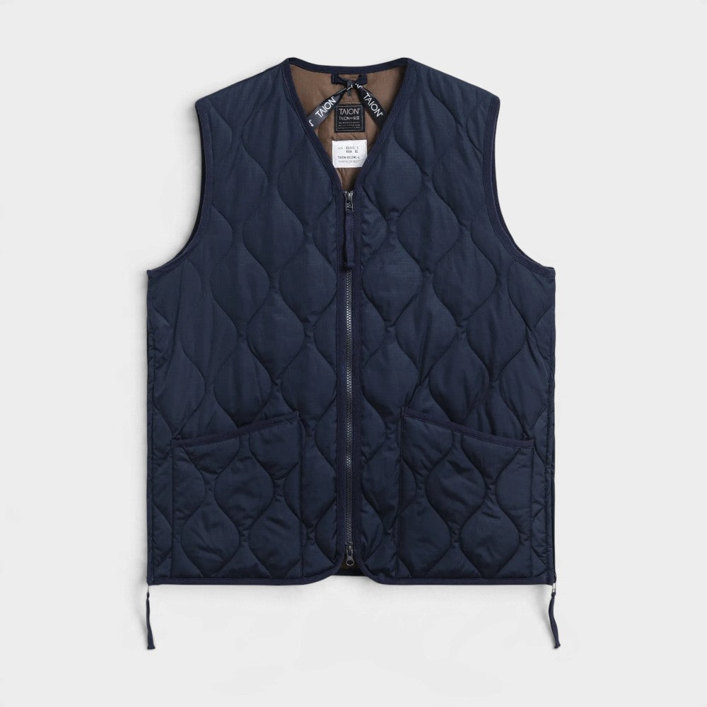 Taion Military Zip V-neck Down Vest Dark Navy Taion-001zml-1-dark-navy