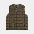 Taion V Neck Button Down Vest Dark Olive Taion-001
