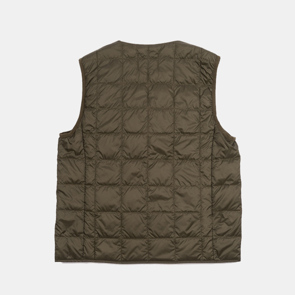 Taion V Neck Button Down Vest Dark Olive Taion-001